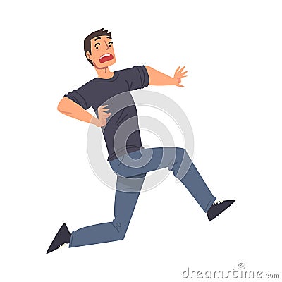 Scared Man Running Afraid of Something, Terrified, , Shocked Guy Character Cartoon Style Vector Illustration Vector Illustration