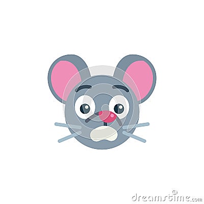 Scared mouse face emoji flat icon Vector Illustration