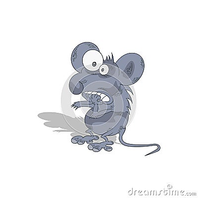 Scared mouse. Vector illustration on a white background Stock Photo