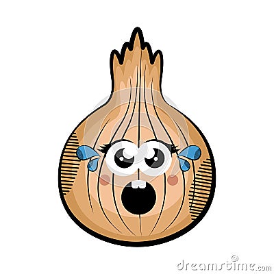 Scared onion cartoon. Colored sketch Vector Illustration