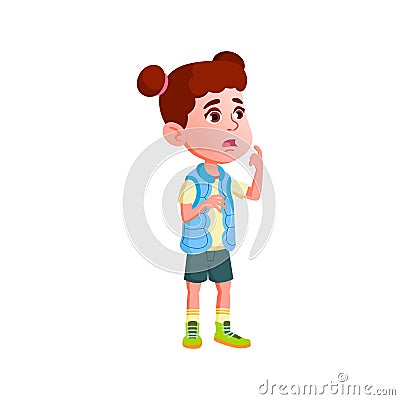 scared pale small kid apologizing to parents cartoon vector Vector Illustration