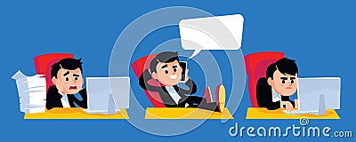 Scared, puzzled, confused, thinking, thoughtful, businessman. Vector Illustration