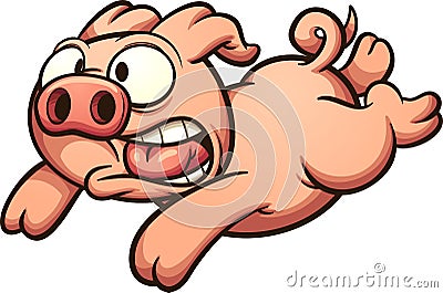 Scared running pig Vector Illustration