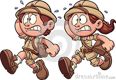 Scared safari kids Vector Illustration