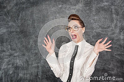 Scared teacher Stock Photo