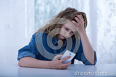 Scared teenager tormented Stock Photo