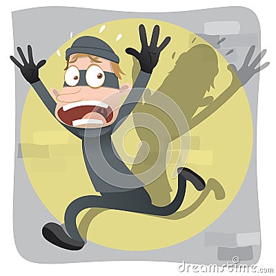 Scared thief running. Vector Illustration