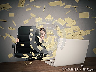 Scared by too many email Stock Photo