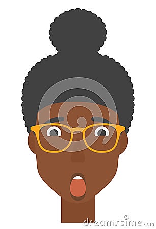 Scared woman with open mouth. Vector Illustration