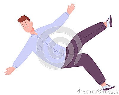 Scared young man falling down. Injury hazard Vector Illustration