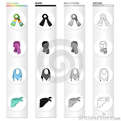 Scarf, accessories, clothing, and other web icon in cartoon style.Knitwear, jewelry, textiles, icons in set collection. Vector Illustration