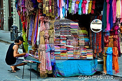 Scarf market in Florence Editorial Stock Photo