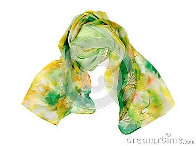 Scarf pattern yellow with green, isolate Stock Photo