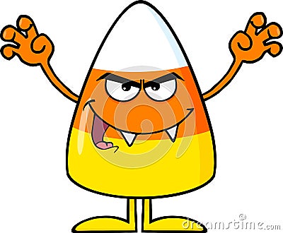 Scaring Candy Corn Cartoon Character Vector Illustration