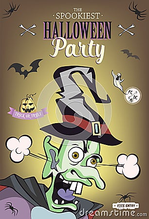 Scaring cartoon character. Vector illustration for halloween party, article, card or brochure, invitation or poster. Set of Vector Illustration