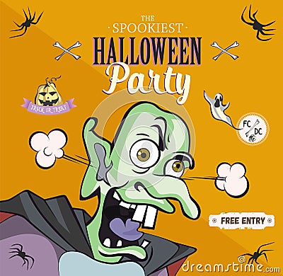 Scaring cartoon character. Vector illustration for halloween party, article, card or brochure, invitation or poster. Set of Vector Illustration