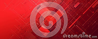 Scarlet abstract background featuring geometric patterns and lines, creating a structured and Stock Photo