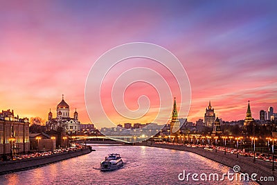 Scarlet glow over Moscow Stock Photo