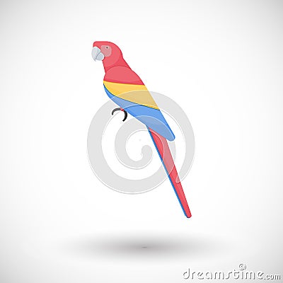 Scarlet macaw bird flat icon Cartoon Illustration