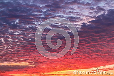 Scarlet sunset with beautiful clouds Stock Photo