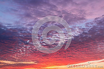 Scarlet sunset with beautiful clouds Stock Photo