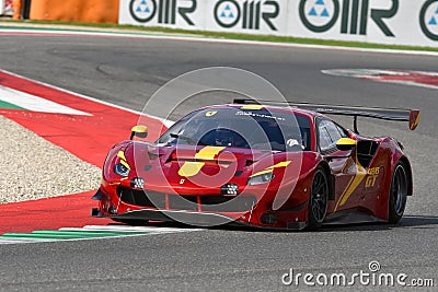 Scarperia - Italy, 28 October 2023: Ferrari 488 GT3 in action at the Mugello Circuit Editorial Stock Photo