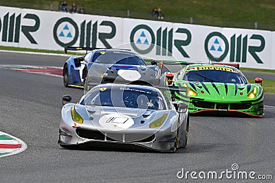 Scarperia - Italy, 28 October 2023: Ferrari 488 GT3 in action at the Mugello Circuit Editorial Stock Photo