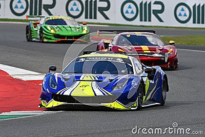 Scarperia - Italy, 28 October 2023: Ferrari 488 GT3 in action at the Mugello Circuit Editorial Stock Photo