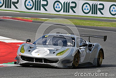 Scarperia - Italy, 28 October 2023: Ferrari 488 GT3 in action at the Mugello Circuit Editorial Stock Photo