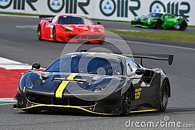 Scarperia - Italy, 28 October 2023: Ferrari 488 GT3 in action at the Mugello Circuit Editorial Stock Photo