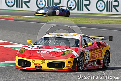 Scarperia - Italy, 28 October 2023: Ferrari 430 GTC in action at the Mugello Circuit Editorial Stock Photo