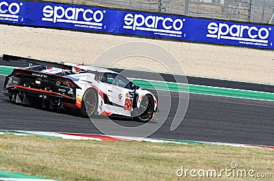 Scarperia, IT July 2, 2021: Lamborghini Huracan GT3 Evo of Team LP Racing Editorial Stock Photo