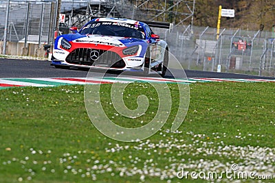 Scarperia, 23 March 2023: Mercedes-AMG GT3 of Team CP Racing in action during 12h Hankook Race at Mugello Circuit Editorial Stock Photo