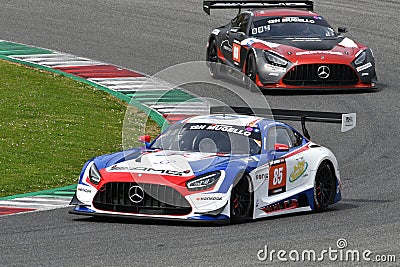 Scarperia, 23 March 2023: Mercedes-AMG GT3 of Team CP Racing in action during 12h Hankook Race at Mugello Circuit Editorial Stock Photo