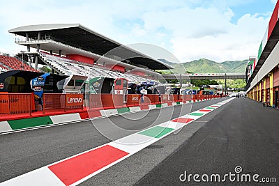 Scarperia, Mugello - Italy, May 31: Details of the Pitlane and the infrastructures of the Mugello Circuit Editorial Stock Photo