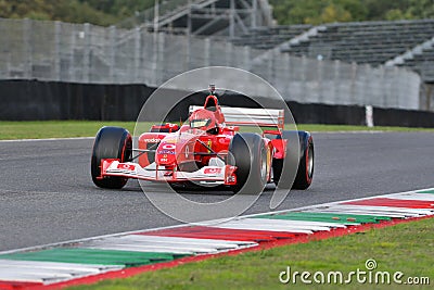 Scarperia, Mugello - 28 October 2023: Ferrari F1 F2003GA year 2003 ex Michael Schumacher in action at the Mugello Circuit Editorial Stock Photo