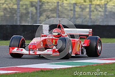 Scarperia, Mugello - 28 October 2023: Ferrari F1 F2003GA year 2003 ex Michael Schumacher in action at the Mugello Circuit Editorial Stock Photo