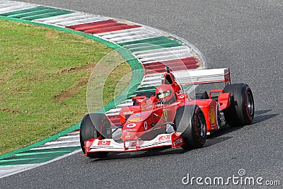 Scarperia, Mugello - 28 October 2023: Ferrari F1 F2003GA year 2003 ex Michael Schumacher in action at the Mugello Circuit Editorial Stock Photo