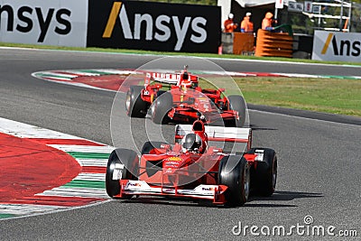 Scarperia, Mugello - 28 October 2023: Ferrari F1-2000 year 2000 ex Michael Schumacher in action at the Mugello Circuit Editorial Stock Photo