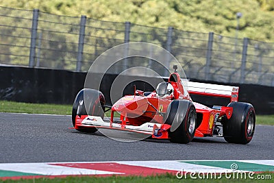 Scarperia, Mugello - 28 October 2023: Ferrari F1-2000 year 2000 ex Michael Schumacher in action at the Mugello Circuit Editorial Stock Photo