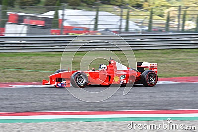 Scarperia, Mugello - 28 October 2023: Ferrari F1-2000 year 2000 ex Michael Schumacher in action at the Mugello Circuit Editorial Stock Photo
