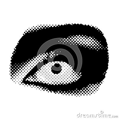 Scarry eye with halftone effect. Vector illustration. Vector Illustration