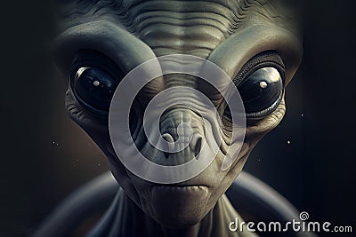 Scary alien with big eyes. Stock Photo
