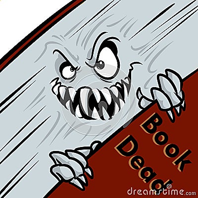 Scary ancient book dead demon evil danger reading stories character Cartoon Illustration