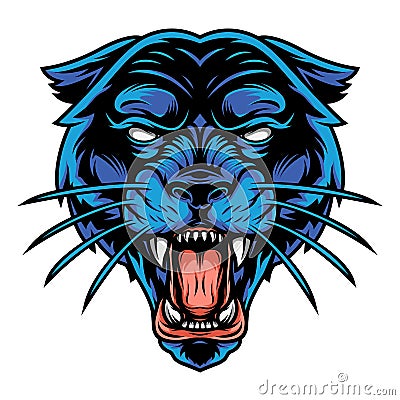 Scary angry black panther head Vector Illustration