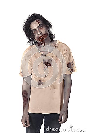 Scary Asian Male Zombie Stock Photo