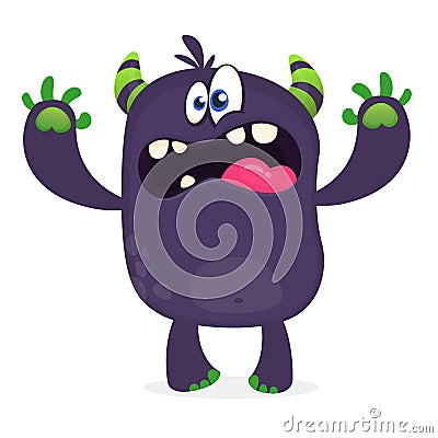 Scary cartoon black monster screaming. Yelling angry monster expression. Vector illustration. Vector Illustration