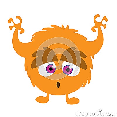 Scary cartoon monster. Vector orange monster illustration. Vector Illustration