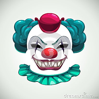 Scary circus concept. Creepy clown mask. Vector angry face elements Vector Illustration