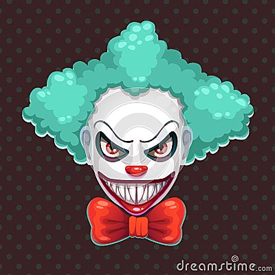 Scary clown face. Vector Illustration
